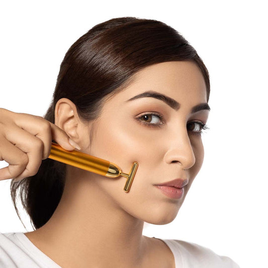 24K Gold Energy Beauty Bar | Micro-Vibration Facial Massage Roller
